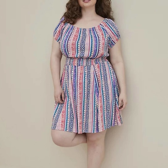 TORRID 3X MINI LENNY SMOCKED OFF-SHOULDER DRESS - Picture 5 of 6